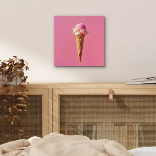 Hoorntje - Schepijs - Roze aluminium wit klein -sfeer3