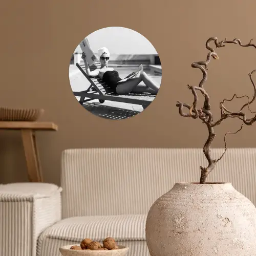 Glamour - Modern - Zwart - Wit Wandcirkel behangsticker klein -sfeer1