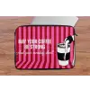 Roze - Strepen - Koffie - Maandag laptophoes neopreen klein -tafel