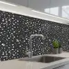 Terrazzo -  Patroon - Zwart - Wit keuken achterwand 2 middel 871 -3d_schuin