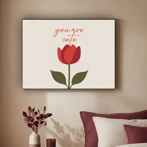 Roos - Rood - Bloem - Valentijn Textielframe zwart klein -sfeer1