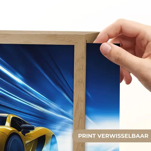 Auto - Geel - Race - Blauw Light Box met batterij (Wandlamp kind) middel -USP_websiteprintNL