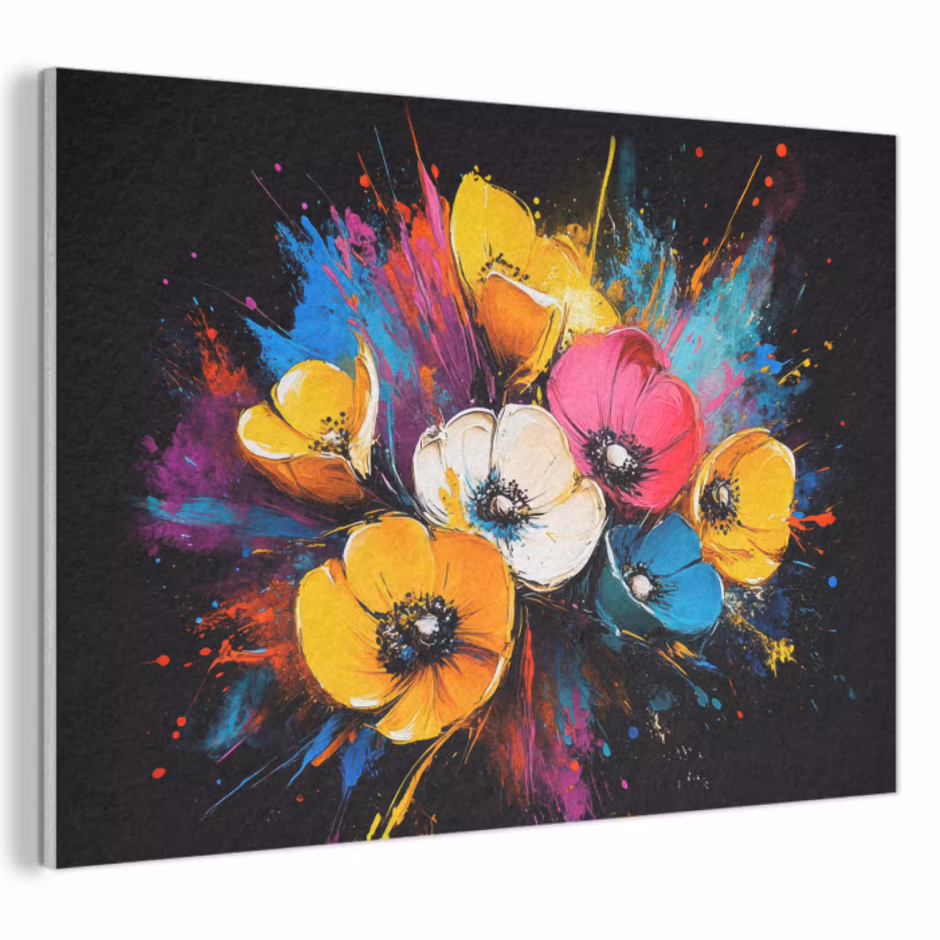 Bloemen - Kleurrijk - Graffiti - Modern - Boeket PET vilt klein -3d