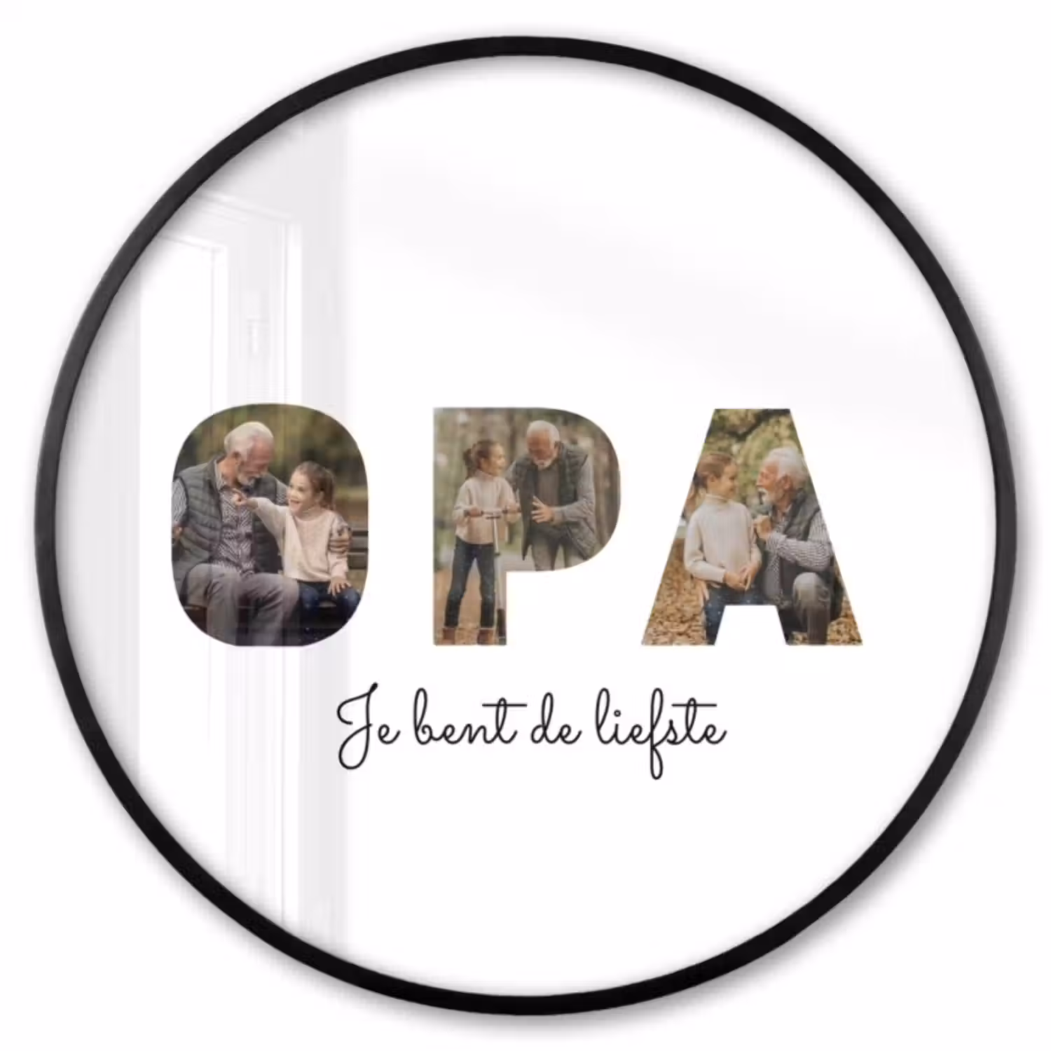 Gepersonaliseerde ronde fotolijst - Opa - Lettercollage