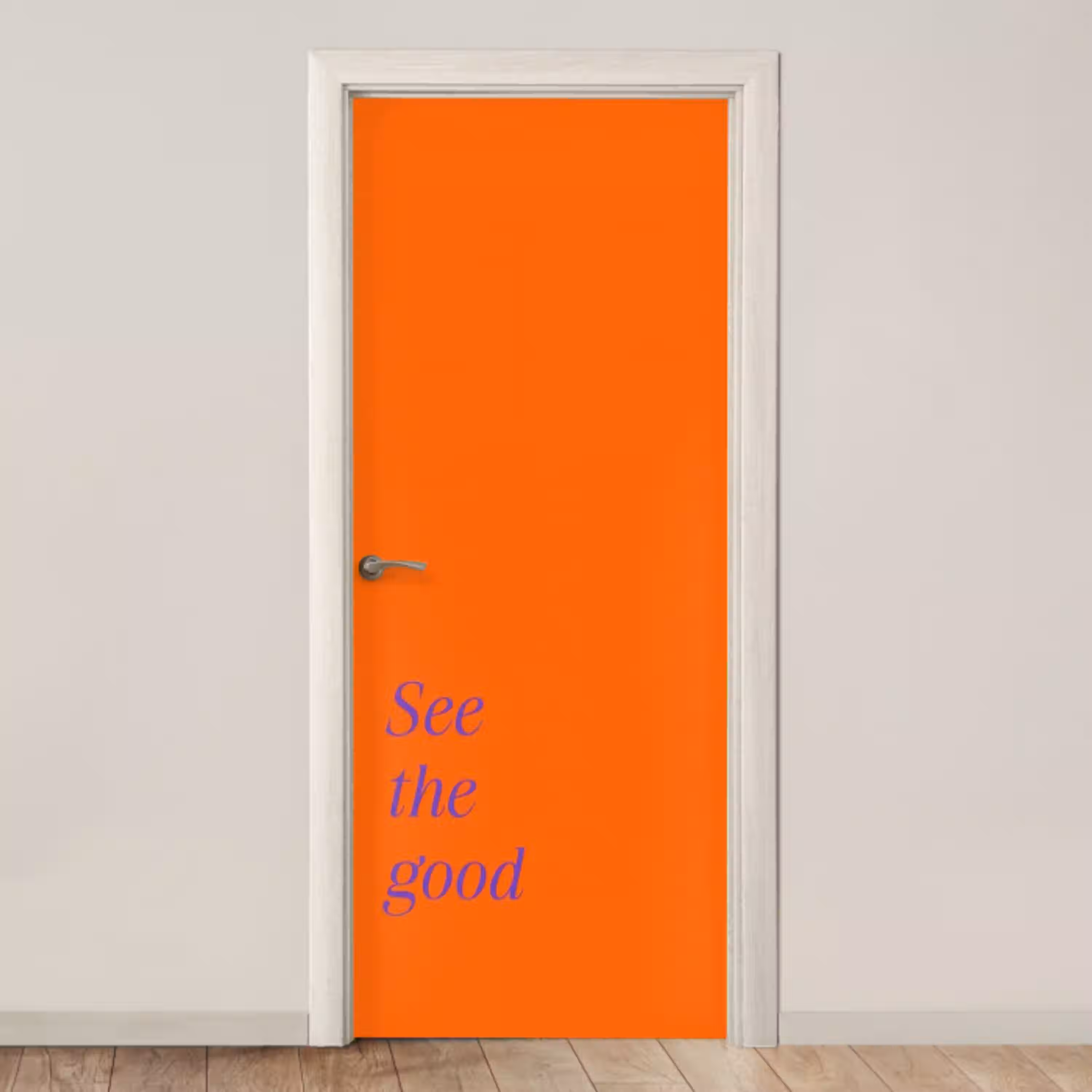See te good - Paars - Oranje deurposter klein -3d_beige
