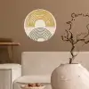 Bogen - Lijnen - Oranje - Minimalistisch Wandcirkel behangsticker klein -sfeer1