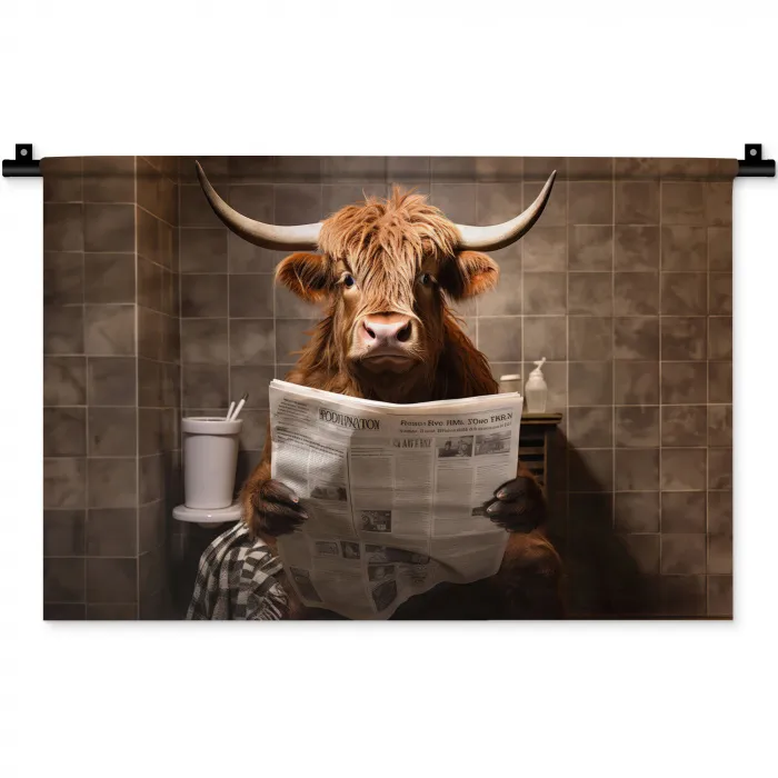Schotse hooglander - Krant - Toilet Wandkleed katoen klein -zz3d