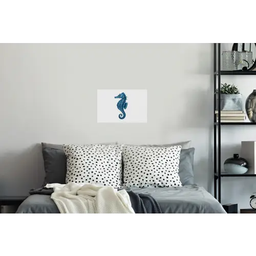 Zeepaardje - Staart - Blauw Muursticker klein -slaapkamer