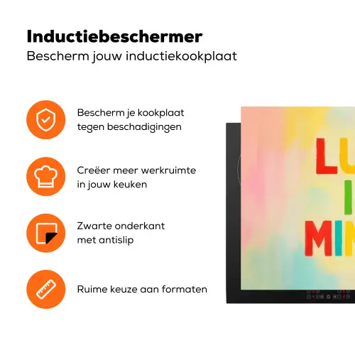 Quote - Lucky - Regenboogkleuren Inductie beschermer vinyl 3mm klein -zzzzzzz-td-ups