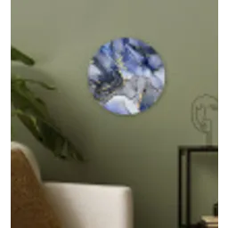 Marmer - Goud - Abstract - Blauw Wandcirkel kunststof plaat 5mm dik klein -sfeer3