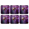 Honingbij - Paarse bloemen - Details onderzetter kurk middel -3d