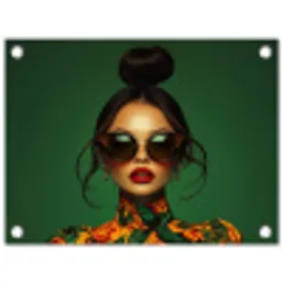 Vrouw - Groen - Modern - Bril - Abstract tuinposter los doek klein -3d