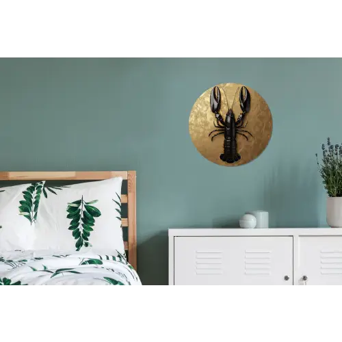 Kreeft - Zwart - Goud - Luxe Wandcirkel aluminium klein -slaapkamer