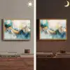 Abstract - Kunst - Gold - Blauw Light Box met batterij (Wandlamp) middel -sfeer3
