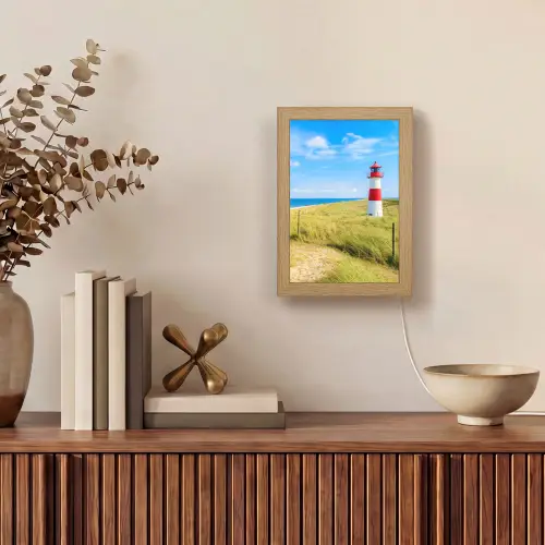 Vuurtoren - Duinen - Strand - Zee - Zomer Light Box met kabel (Tafellamp) klein -sfeer2