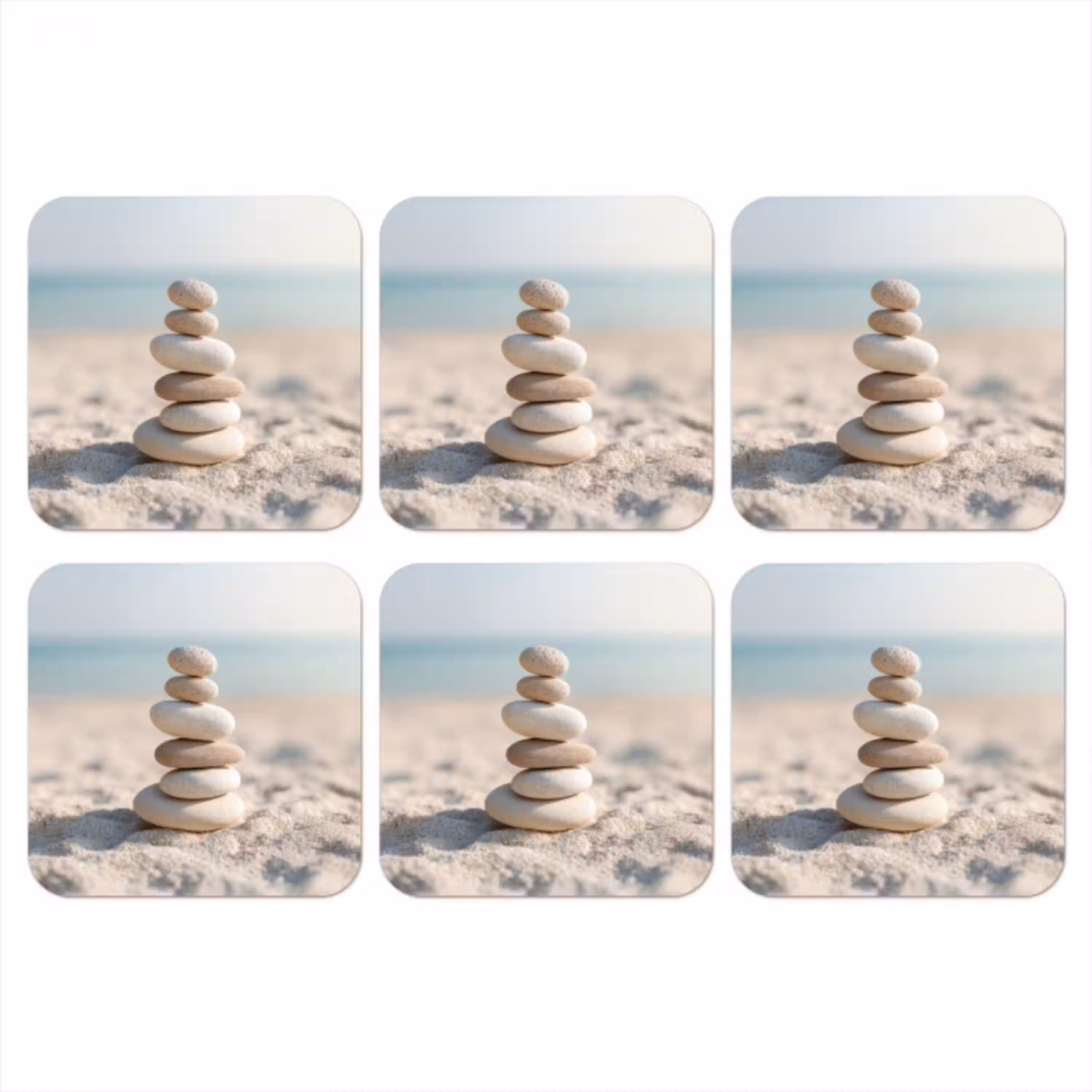 Stenen - Stapel - Zand - Zee onderzetter kurk middel -3d