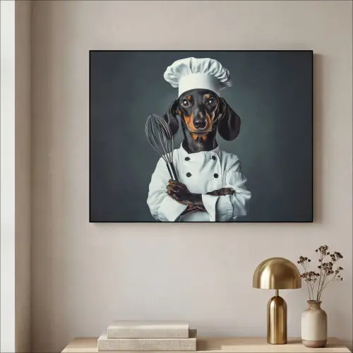 Hond - Garde - Kok Textielframe zwart klein -sfeer2