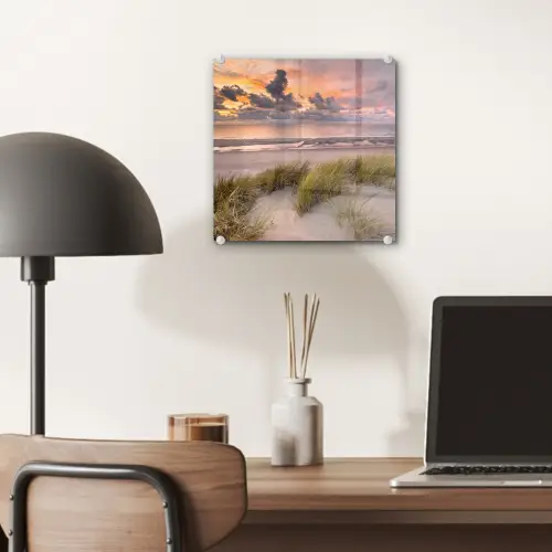 Zonsondergang - Duin - Strand - Planten - Zee plexiglas 5mm klein -sfeer6