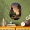 Tempel - Zonsondergang - Boeddha beelden - Buddha Wandcirkel Ovaal Forex klein -sfeer2
