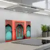 Lantaarn - Deur - Turquoise keuken achterwand spatscherm klein -3d_schuin