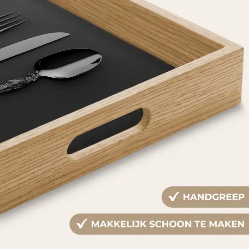 Bestek - Zwart Dienblad Rechthoek middel -USP_HandgreepNL