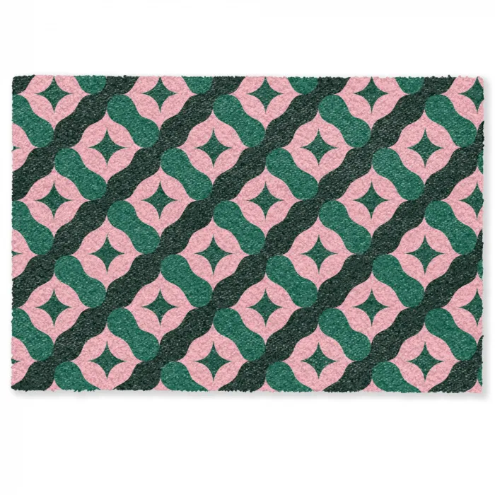 Groen - Roze - Retro - Sterren Deurmat klein 898 -zkaufland3d