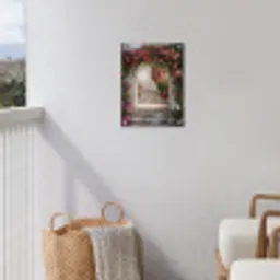 Doorkijk - Rozen - Vintage - Poort tuinposter los doek klein -sfeer8