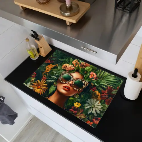 Vrouw - Panterprint - Jungle - Natuur - Luxe Inductie beschemer met haakjes klein -sfeer1
