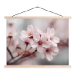Bloesems - Meeldraden - Geel - Wazig textielposter latten blank klein -3d