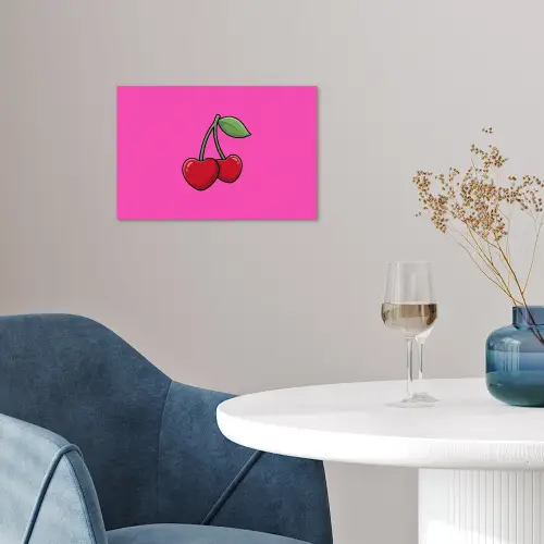 Kers - Roze - Fruit poster papier klein -sfeer3
