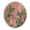 Kolibries - Bloemen - Groen - Roze Akoestische PET Vilt - Rond klein -3d