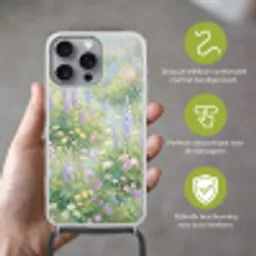 Bloemenveld - Heuvels - Kleurrijk Hoesje iPhone 16 Pro Max met koord klein -sfeer2_NL