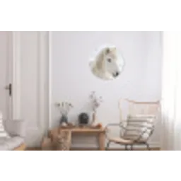 Paard - Kop - Winter - Dieren - Wit Wandcirkel aluminium klein -woonkamer