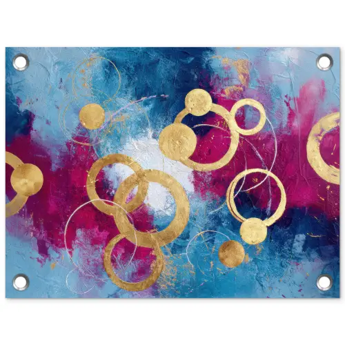 Cirkels - Goud - Abstract tuinposter los doek klein -3d