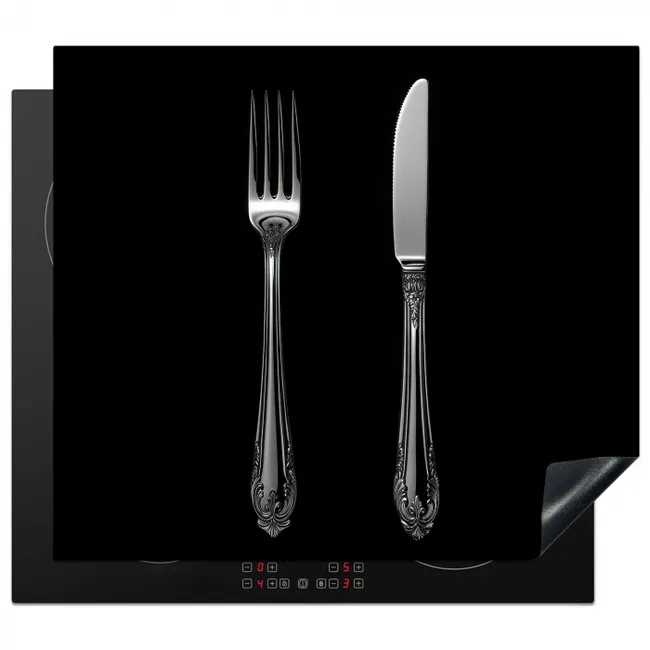 Vork - Mes - Zilver Inductie beschermer vinyl 3mm middel -3d