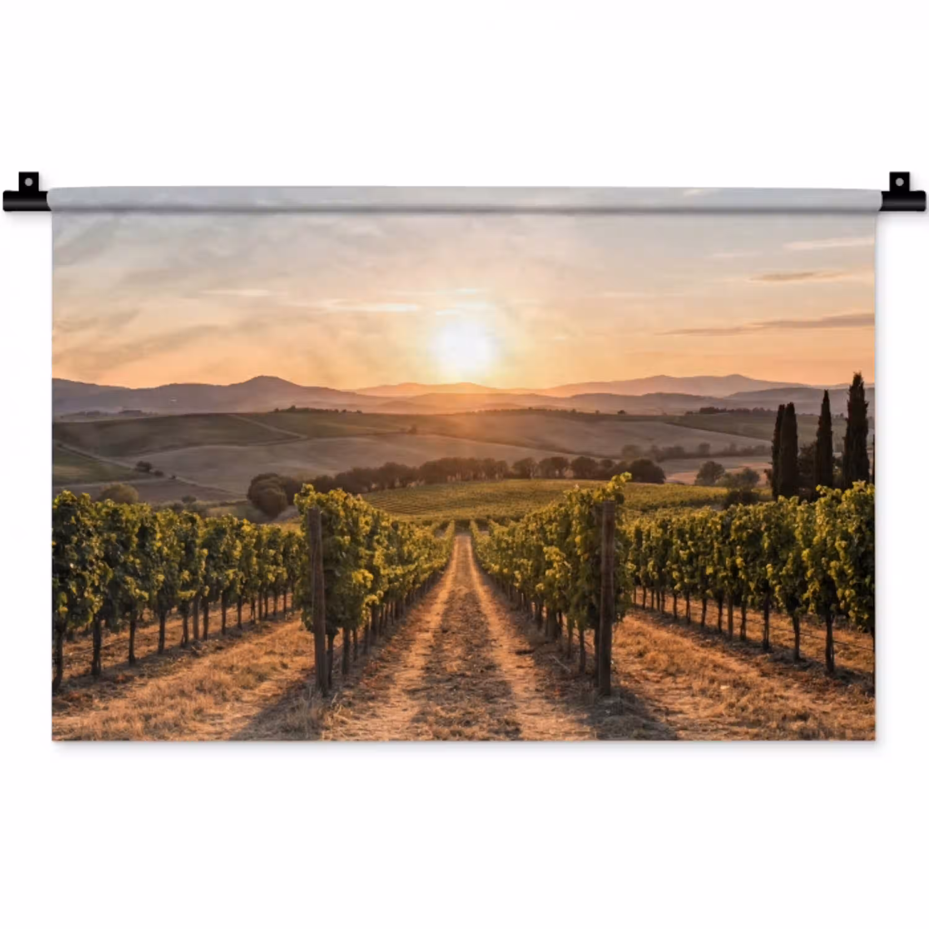 Wijngaard - Zonsondergang - Landschap Wandkleed katoen klein -zz3d
