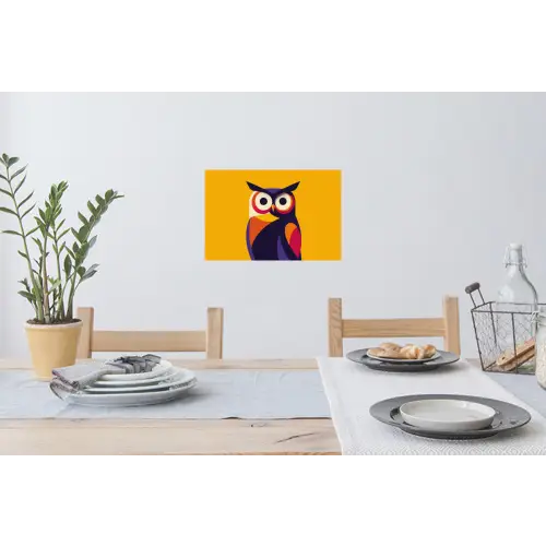 Uil - Grafisch - Kleurrijk - Ogen Muursticker klein -eettafel