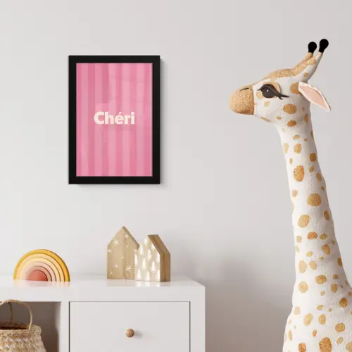 Gestreept - Roze - Chéri fotolijst zwart zonder passe partout klein -usfeer4_kinderkamer
