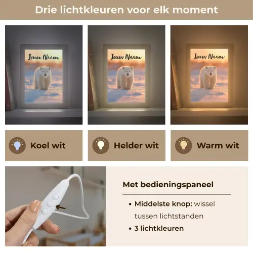Ijsbeer - Sneeuw - Zonsopgang Light Box met kabel (Kinderlampje) klein -USP_lichtkleurNL