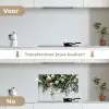 Bloemen - Muur - Rozen - Groen keuken achterwand spatscherm klein -voor_na_NL