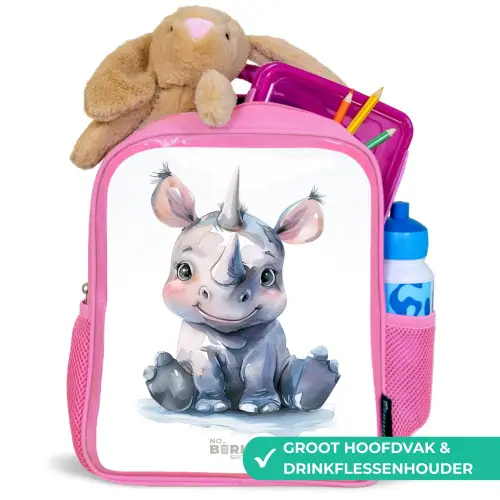 Baby neushoorn Kinderrugzak - Roze middel -inhoud_NL