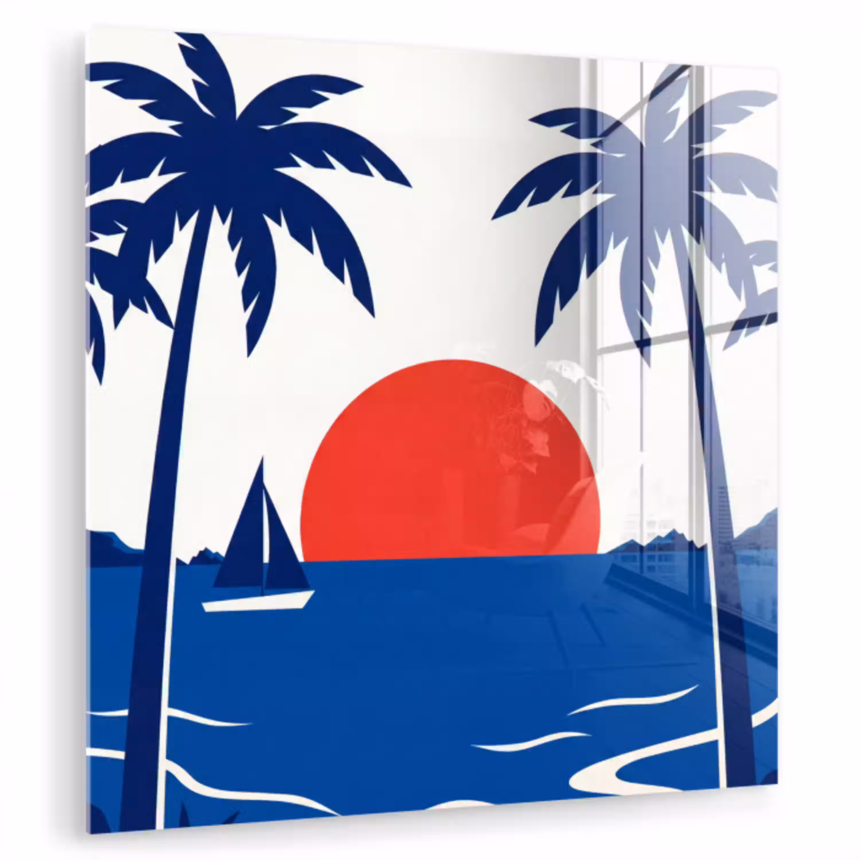 Zonsondergang - Zee - Palmboom - Tropisch - Modern plexiglas 5mm klein -zzzproduct_nieuw