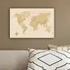 Wereldkaart - Realistisch - Beige canvas 2cm klein -sfeer3