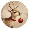 Kerst - Hert - Gewei - Kerstbal - Rendier Wandcirkel kunststof plaat 5mm dik klein -3d