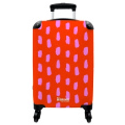 Vlekkenpatroon in roze op felrode achtergrond NBS - Handbagage koffer - Vrouwen middel -3d