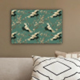 Kersenbloesem - Kraamvogels - Groen canvas 2cm klein 34 -sfeer3
