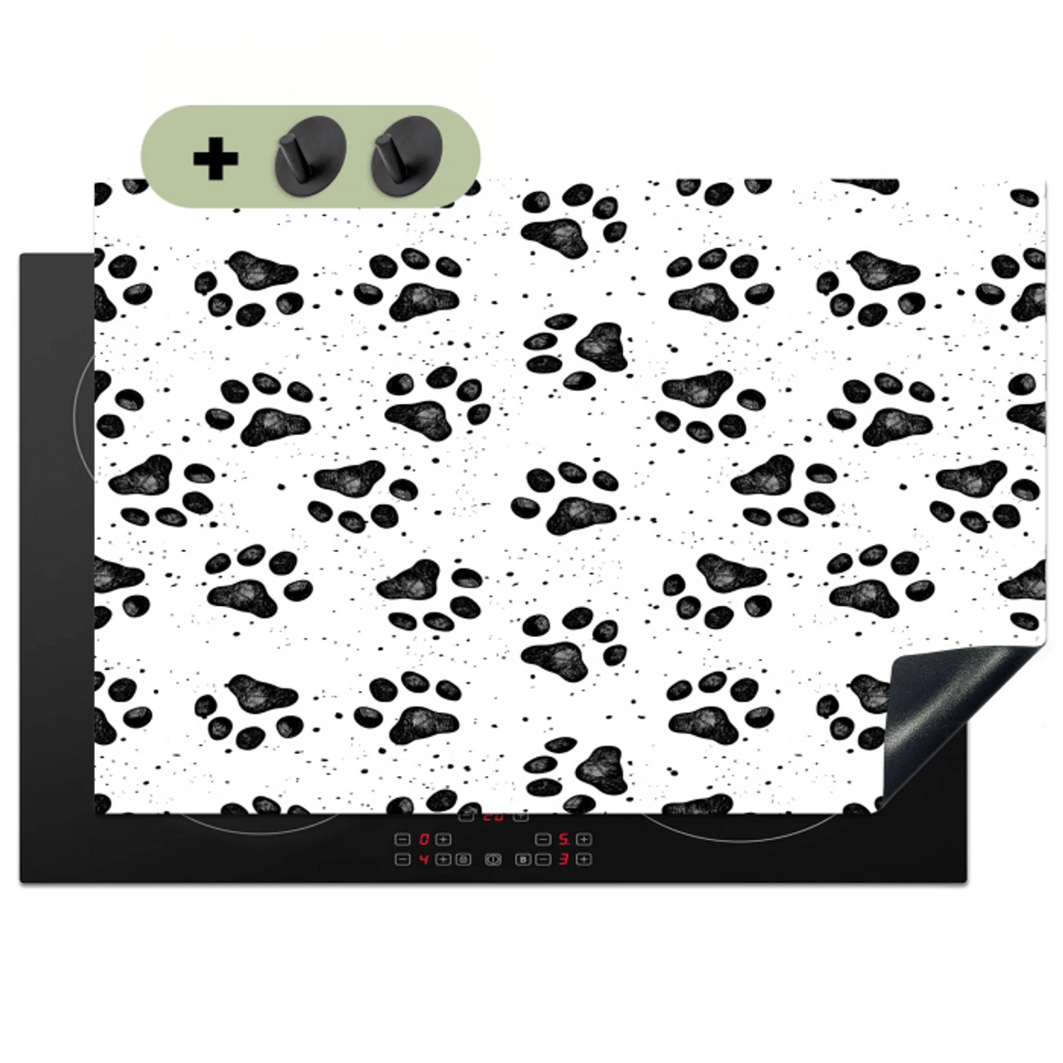 Paw - Pattern -Black Inductie beschemer met haakjes klein 777 -3d