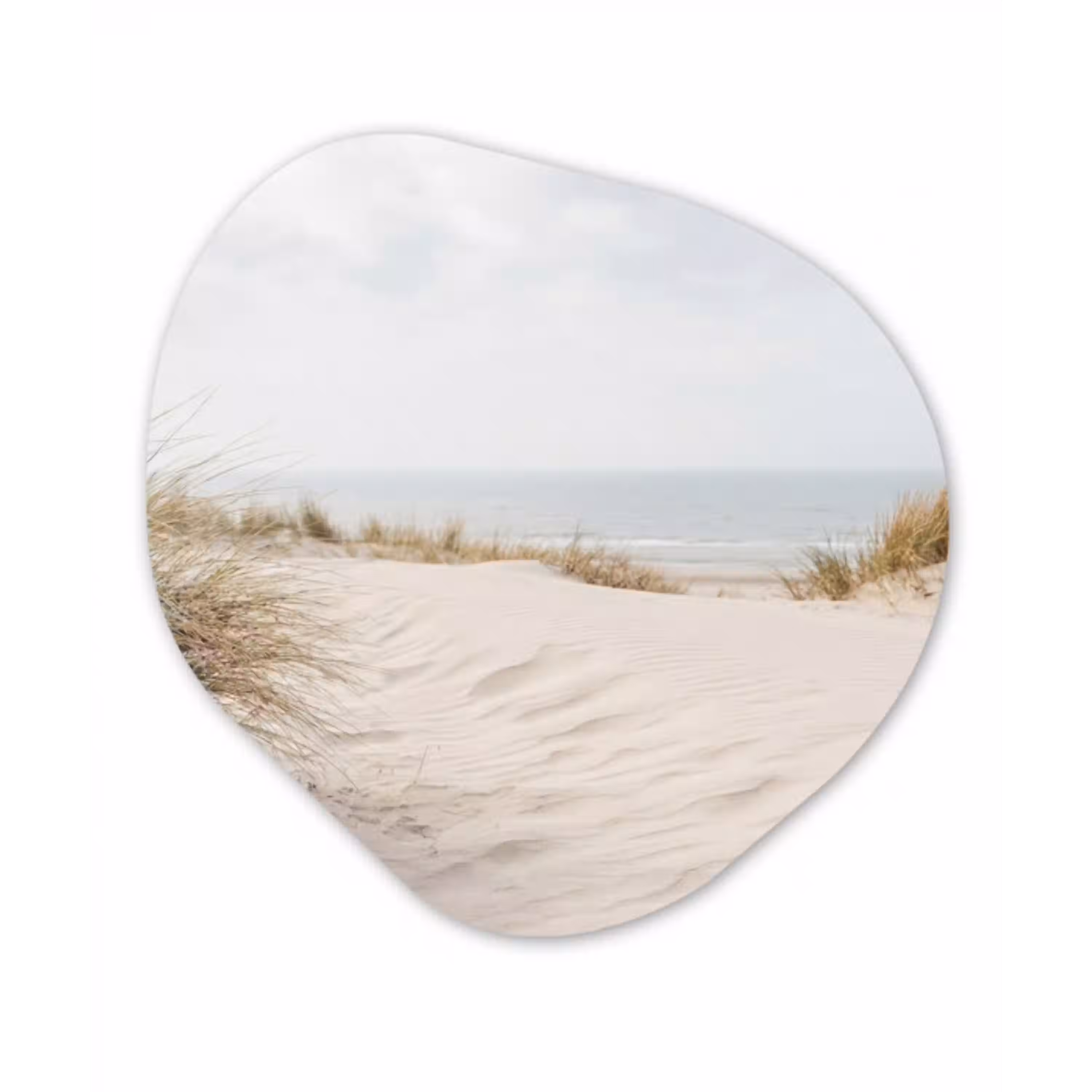 Wolken - Duinlandschap - Zand Wandcirkel Organisch Aluminium middel -3d