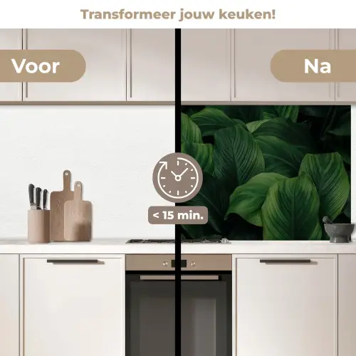 Natuur - Tropisch - Bladeren - Groen keuken achterwand 2 middel -voor-na2_NL
