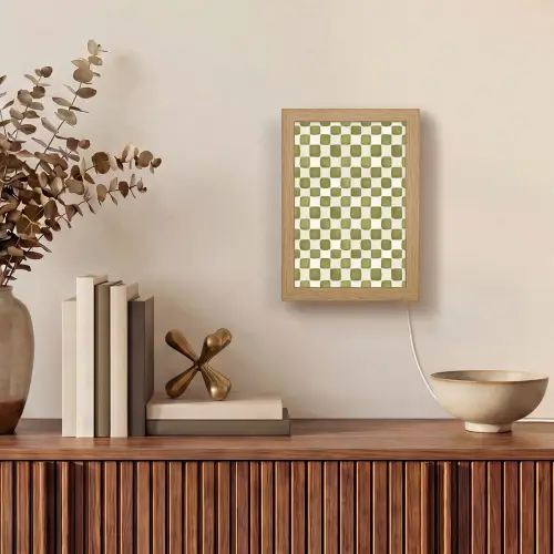 Schaak - Patroon - Groen Light Box met kabel (Tafellamp) klein 925 -sfeer2